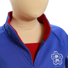 画像をギャラリービューアに読み込む, ギャレックス 体操服 長袖トレシャツ 校章プリントあり 140cm・150cm Galax 体操着 ブルー 小学生 小学校 女の子 男の子 長そで (送料無料) (取寄せ)