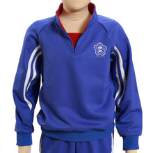 画像をギャラリービューアに読み込む, ギャレックス 体操服 長袖トレシャツ 校章プリントあり 140cm・150cm Galax 体操着 ブルー 小学生 小学校 女の子 男の子 長そで (送料無料) (取寄せ)