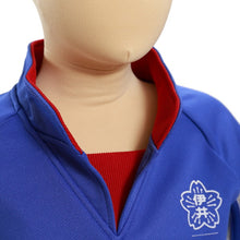 画像をギャラリービューアに読み込む, ギャレックス 体操服 長袖トレシャツ 校章プリントあり 120cm・130cm Galax 体操着 ブルー 小学生 小学校 女の子 男の子 長そで (送料無料) (取寄せ)