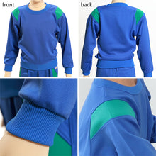 画像をギャラリービューアに読み込む, ギャレックス 体操服 長袖トレシャツ 120cm・130cm 男子 女子 ジャージ 青 ワンポイント クルーネック 長そで 女の子 男の子 子供 キッズ 運動着 体育 Galax (送料無料) (取寄せ)
