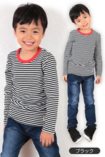 画像をギャラリービューアに読み込む, 子供 長袖Tシャツ ボーダー キッズ 男の子 女の子 100cm~130cm 子供服 長袖 tシャツ ボーダー柄 綿100% コットン ロングTシャツ ロンT (送料無料) (在庫限り)