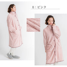 画像をギャラリービューアに読み込む, 着る毛布 ミディアム丈 ナイトガウン ルームウェア もこもこ 防寒 フリーサイズ (羽織 上着 パジャマ 部屋着 ふわふわ 起毛 暖かい 冷え対策 防寒着) (在庫限り)