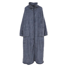 画像をギャラリービューアに読み込む, 着る毛布 ロング丈 フリーサイズ (ガウン 羽織 上着 パジャマ ルームウェア 部屋着 もこもこ ふわふわ 起毛 暖かい 冷え対策 防寒着) (在庫限り)