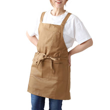 画像をギャラリービューアに読み込む, レディース エプロン ショート丈 おしゃれ 保育士 コットン ワンピース 大人 無地 M (ポケット たくさん 婦人 女性用 チノミニエプロン カフェエプロン ガーデニング ユニフォーム)