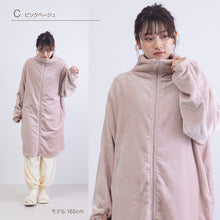 画像をギャラリービューアに読み込む, スリーパー 大人 レディース ルームウェア ロング丈 ジップアップ 羽織 ガウン 暖かい M-L 軽い 部屋着 毛布 防寒着 冬 起毛 羽織り 上着 パジャマ もこもこ ふわふわ 冷え対策