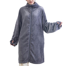 画像をギャラリービューアに読み込む, スリーパー 大人 レディース ルームウェア ロング丈 ジップアップ 羽織 ガウン 暖かい M-L 軽い 部屋着 毛布 防寒着 冬 起毛 羽織り 上着 パジャマ もこもこ ふわふわ 冷え対策
