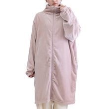 画像をギャラリービューアに読み込む, スリーパー 大人 レディース ルームウェア ロング丈 ジップアップ 羽織 ガウン 暖かい M-L 軽い 部屋着 毛布 防寒着 冬 起毛 羽織り 上着 パジャマ もこもこ ふわふわ 冷え対策