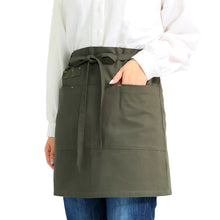 画像をギャラリービューアに読み込む, カフェエプロン おしゃれ エプロン 無地 ギャルソン ガーデニング レディース 前掛けエプロン ショート丈 M 保育士 大人 母の日 ポケット 婦人 女性用 業務用 ユニフォーム