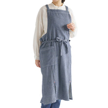 画像をギャラリービューアに読み込む, エプロン ロング おしゃれ たすき掛け たすき掛けエプロン ロング丈 ユニセックス デニムライク デニム風 M 業務用 カフェエプロン 母の日 レディース メンズ 男女兼用 ガーデニング ユニフォーム 大人