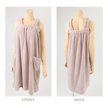 画像をギャラリービューアに読み込む, バスドレス ラップタオル バスローブ お風呂上がり レディース 巻きタオル 大人 無地 シンプル くすみカラー 着丈約82cm ルームウェア ワンピース 風呂上り バスタオル 巻タオル ロング