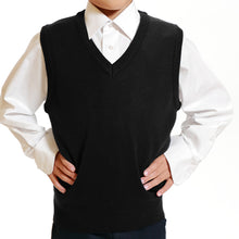 画像をギャラリービューアに読み込む, スクールベスト 小学生 ウール 洗える キッズ ニット ベスト 女子 男子 vネック 110cm~160cm 薄手 小学校 中学生 黒 紺 春 秋 冬 110 120 130 140 150 160 子供 無地 シンプル 制服ニット