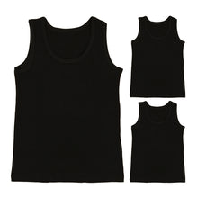 画像をギャラリービューアに読み込む, キッズ 下着 タンクトップ 男の子 綿100% 3枚組 120cm~160cm (ランニング シャツ インナー 肌着 無地 コットン 綿 黒 セット 120cm 130cm 140cm 150cm 160cm) (在庫限り)