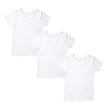 画像をギャラリービューアに読み込む, キッズ 半袖 インナー 女の子 綿100% ドライ 3分袖シャツ 3枚組 100cm~160cm 女児 綿100% 下着 肌着 子供 綿 コットン 女子 白 無地 シンプル 抗菌 防臭 セット (在庫限り)