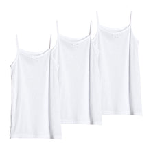 画像をギャラリービューアに読み込む, 女児 綿100% キャミソール 3枚組 100cm~160cm 子供 下着 肌着 女の子 無地 キッズ インナー ドライ キャミ シャツ ジュニア 女子 吸汗速乾 白 シンプル セット (在庫限り)