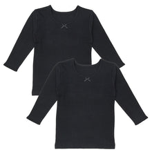 画像をギャラリービューアに読み込む, 子供 女の子 厚手 綿100% インナー 8分袖 長袖 シャツ 2枚組 冬 100cm~160cm 下着 肌着 厚地 女児 子ども キッズ ジュニア 無地 シンプル セット 2P コットン 白 紫 黒