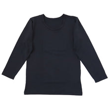 画像をギャラリービューアに読み込む, 子供 あったか インナー 長袖 シャツ 綿混 肌着 100cm~160cm 下着 男の子 女の子 キッズ ジュニア 無地 シンプル 白 黒 吸湿発熱 薄手 冬 暖かい