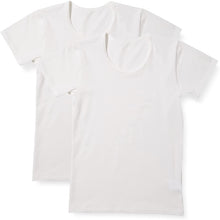 画像をギャラリービューアに読み込む, 子供 半袖インナー 綿混 2枚組 100cm~160cm (インナー シャツ 下着 綿 コットン 女児 女子 男児 男子 子供 キッズ ジュニア 無地 シンプル セット 白 黒 オーガニックコットン) (在庫限り)