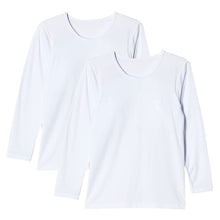 画像をギャラリービューアに読み込む, 女の子 裏起毛 長袖 インナー パッド入り 2枚組 140cm~165cm 子供 下着 肌着 シャツ 秋冬 冬 女児 女子 キッズ ジュニア 無地 シンプル セット 白 黒
