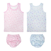 画像をギャラリービューアに読み込む, 子供 下着 タンクトップ ショーツ 上下セット 女の子 インナー 2セット 100cm~140cm キッズ 肌着 女児 子ども 色違い 綿100% 2枚 (在庫限り)