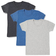 画像をギャラリービューアに読み込む, 男の子 半袖 インナー 綿混 3枚組 100cm~160cm (厚地 厚手 シャツ 下着 肌着 男児 男子 子供 子ども キッズ ジュニア 無地 シンプル セット)