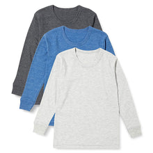 画像をギャラリービューアに読み込む, 男の子 長袖 綿混 インナー 3枚組 100cm~160cm シャツ 下着 肌着 男児 男子 子供 子ども キッズ ジュニア 無地 シンプル セット