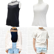 画像をギャラリービューアに読み込む, キッズ タンクトップ 首元 レース ハイネック ノースリーブ インナー 女の子 130cm~160cm 子供服 トップス 子供 シャツ 130 140 150 160 女児 こども ジュニア 下着 肌着 黒 白 (在庫限り)