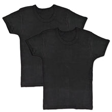 画像をギャラリービューアに読み込む, 子供 半袖 綿100 インナー 厚手 2枚組 黒 冬 100cm~160cm シャツ 下着 肌着 男児 男子 子供肌着 子ども キッズ ジュニア 無地 シンプル セット 2P