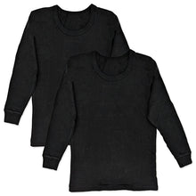 画像をギャラリービューアに読み込む, 子供 長袖 綿100 インナー 厚手 2枚組 黒 冬 100cm~160cm シャツ 下着 肌着 男児 男子 子供肌着 子ども キッズ ジュニア 無地 シンプル セット 2P コットン リブ袖