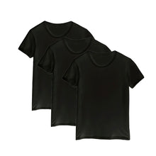 画像をギャラリービューアに読み込む, 子供 キッズ シャツ 綿100 丸首 半袖 インナー 吸水速乾 男女兼用 100 110 120 130 140 150 160 cm クルーネック ボーイズ ガールズ 男児 女児 下着 肌着 綿 コットン ブラック ホワイト 無地 シンプル セット 学校 スクール 体育 スポーツ (在庫限り)