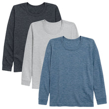 画像をギャラリービューアに読み込む, 男の子 長袖 インナー 3枚組 綿混 フライス シャツ 100 110 120 130 140 150 160 170cm 下着 子供 キッズ ジュニア 通学用 肌着 乾きやすい 袖口リブ 首元深め 制服にひびかない 部屋着 シンプル 無地 ガロー 男児 学生 小学生 中学生 まとめ買い セット