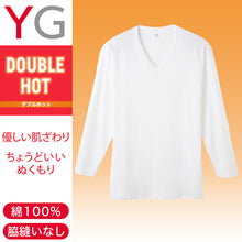 画像をギャラリービューアに読み込む, グンゼ YG tシャツ メンズ 長袖 綿100% あったか インナー 9分袖 Vネック M~LL (厚地 厚手 暖かい 男性 下着 肌着 コットン 綿 V首 アンダーウェア GUNZE)
