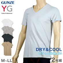 画像をギャラリービューアに読み込む, グンゼ YG DRY&COOL VネックTシャツ 2枚組 M~LL (GUNZE DRY&COOL Tシャツ 男性 紳士 インナーシャツ インナーウェアー 夏 吸汗速乾 ムレ緩和 抗菌防臭 消臭 M L LL) (在庫限り)