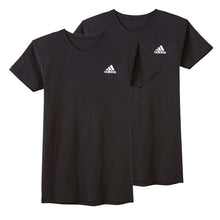 画像をギャラリービューアに読み込む, アディダス キッズ tシャツ 男の子 半袖 下着 インナー 丸首 クルーネック 2枚組 グンゼ 140 150 160 170 cm 肌着 子供 吸汗 速乾 男子 シャツ 白 黒 子ども ジュニア adidas さらさら 洗い替え