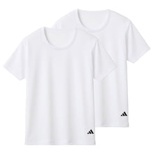 画像をギャラリービューアに読み込む, アディダス キッズ tシャツ 男の子 半袖 下着 インナー 丸首 クルーネック 2枚組 グンゼ 140 150 160 170 cm 肌着 子供 吸汗 速乾 男子 シャツ 白 黒 子ども ジュニア adidas さらさら 洗い替え