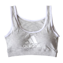 画像をギャラリービューアに読み込む, グンゼ adidas 女児ハーフトップ 150~165cm (ハーフトップ グンゼ adidas ジュニアブラ 小学生 中学生 女の子 女児 スクールインナー 肌着 カップ付きインナー ブラ かぶりイプ ファーストブラ スポブラ グンゼ 150 160 165) (在庫限り)