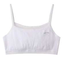 画像をギャラリービューアに読み込む, グンゼ pied clair 綿100% 胸二重パッド付き ハーフトップ 140~160cm (子供 下着 キッズ 胸二重 インナー 女の子 白 スクール)