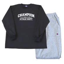 画像をギャラリービューアに読み込む, チャンピオン メンズ パジャマ 長袖 裏ボア フリース M~LL Champion 冬 あったか 厚手 暖かい 部屋着 ホームウェア ルームウェア 上下セット セットアップ (送料無料)