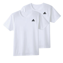 画像をギャラリービューアに読み込む, アディダス tシャツ メンズ クルーネック 半袖 インナー 2枚組 M~LL (シャツ 2枚セット 綿混 adidas グンゼ ストレッチ 丸首 速乾 ドライ 白 黒) (在庫限り)