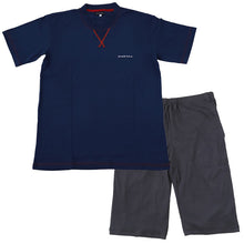 画像をギャラリービューアに読み込む, メンズ パジャマ 半袖 夏 ルームウェア 上下 部屋着 bodywild M~LL グンゼ ルームウエア 上下セット 薄手 半ズボン ハーフパンツ 短パン ヘンリーネック Vガゼット GUNZE ボディワイルド (在庫限り)