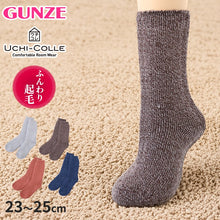 画像をギャラリービューアに読み込む, グンゼ ウチコレ ルームソックス 裏起毛 冬 レディース 厚手 総パイル 23-25cm 靴下 暖かい ソックス クルーソックス 防寒 あったか 室内 (在庫限り)