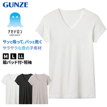 画像をギャラリービューアに読み込む, アセドロン Vネック Tシャツ グンゼ 鹿の子 メンズ M~LL gunze 吸汗速乾 消臭 v首 半袖 短袖 汗取り 汗パッド 脇パッド シャツ 下着 肌着 インナー 夏 プレゼント ギフト 父の日