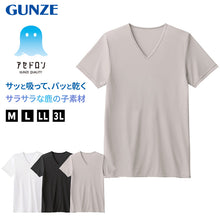 画像をギャラリービューアに読み込む, アセドロン Vネック Tシャツ グンゼ 鹿の子 メンズ M L LL 3L gunze 吸汗速乾 消臭 v首 半袖 シャツ 下着 肌着 インナー 夏 プレゼント ギフト 父の日