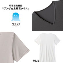 画像をギャラリービューアに読み込む, アセドロン Vネック Tシャツ グンゼ 鹿の子 メンズ M L LL 3L gunze 吸汗速乾 消臭 v首 半袖 シャツ 下着 肌着 インナー 夏 プレゼント ギフト 父の日