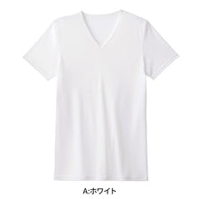 画像をギャラリービューアに読み込む, アセドロン Vネック Tシャツ グンゼ 鹿の子 メンズ M L LL 3L gunze 吸汗速乾 消臭 v首 半袖 シャツ 下着 肌着 インナー 夏 プレゼント ギフト 父の日