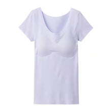 画像をギャラリービューアに読み込む, グンゼ レディース 半袖 インナー パッドつき 冷感 M~LL キレイラボ 下着 肌着 夏 薄手 2分袖 シャツ 完全無縫製 綿 コットン 縫い目なし シームレス (在庫限り)