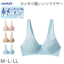 画像をギャラリービューアに読み込む, グンゼ 軽ブラ ノンワイヤー ブラジャー M~LL 軽ブラ GUNZE 下着 女性 薄い 軽い 速乾 レディース インナー ワイヤーなし 響きにくい 締め付けない