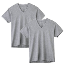 画像をギャラリービューアに読み込む, グンゼ vネック tシャツ ボディワイルド 綿100 2枚組 M L LL v首 肌着 下着 無地 インナー 2枚セット gunze bodywild 白 黒 灰 プレゼント ギフト