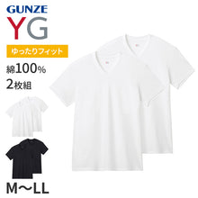 画像をギャラリービューアに読み込む, グンゼ YG 綿100 tシャツ メンズ 半袖 Vネック 抗菌 防臭 2枚組 M L LL v首 GUNZE インナーシャツ 男性 紳士 下着 肌着 インナー ニオイ対策 夏 スーツ下 ビジネス ビジネスインナー オールシーズン