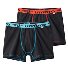 画像をギャラリービューアに読み込む, グンゼ umbro 子供 ボクサーブリーフ 2枚 セット 綿100 140 150 160 170 cm アンブロ パンツ 前あき ボクサーブリーフ 下着 インナー 綿 吸汗速乾 ギフト プレゼント ボクサーパンツ 黒 ブラック カラフル (在庫限り)
