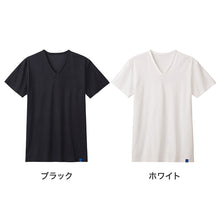 画像をギャラリービューアに読み込む, 冷感 インナー メンズ Vネック Tシャツ 綿100% グンゼ M L LL 天然冷感 接触冷感 消臭 汗対策 夏用 涼しい 吸汗 ムレ軽減 半袖 アンダーシャツ 下着 紳士 肌着 ビジネスインナー スーツインナー 薄手 ブラック ホワイト COOLMAGIC 持続消臭 汗消臭 汗臭対策